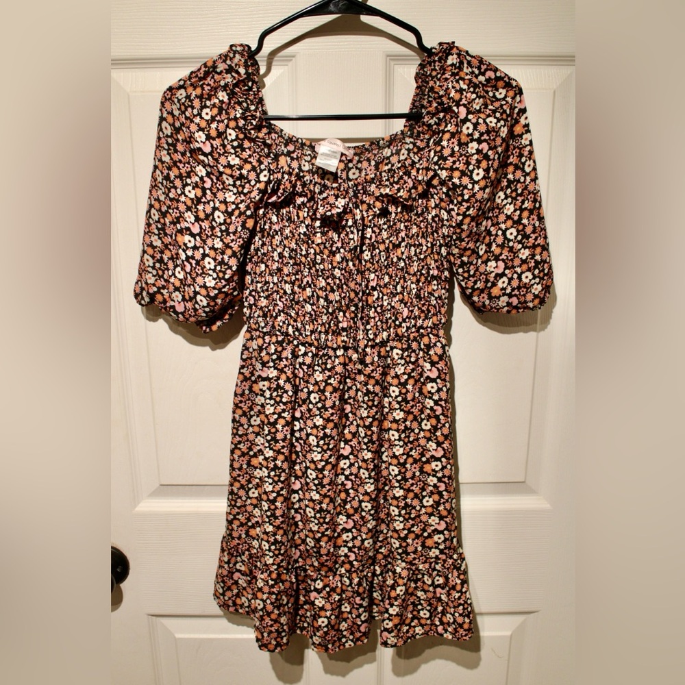 Love Squared Girls Dress Size 10 Polyester Blend Floral Print Orange Sundress